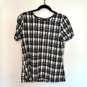 Bcbg sheer and lace short sleeve top